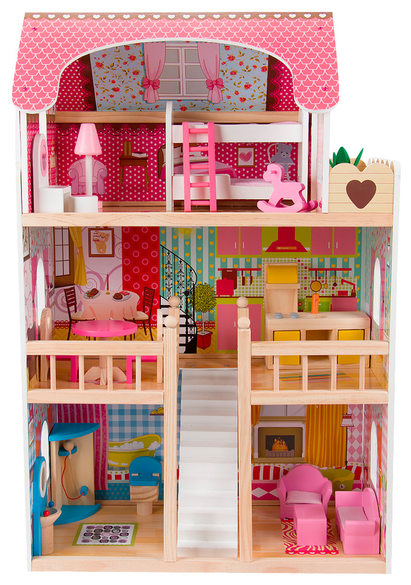 Высота кукольного домика Edufun с мебелью EF 4109 90 см